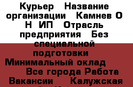 Курьер › Название организации ­ Камнев О.Н, ИП › Отрасль предприятия ­ Без специальной подготовки › Минимальный оклад ­ 30 000 - Все города Работа » Вакансии   . Калужская обл.,Калуга г.